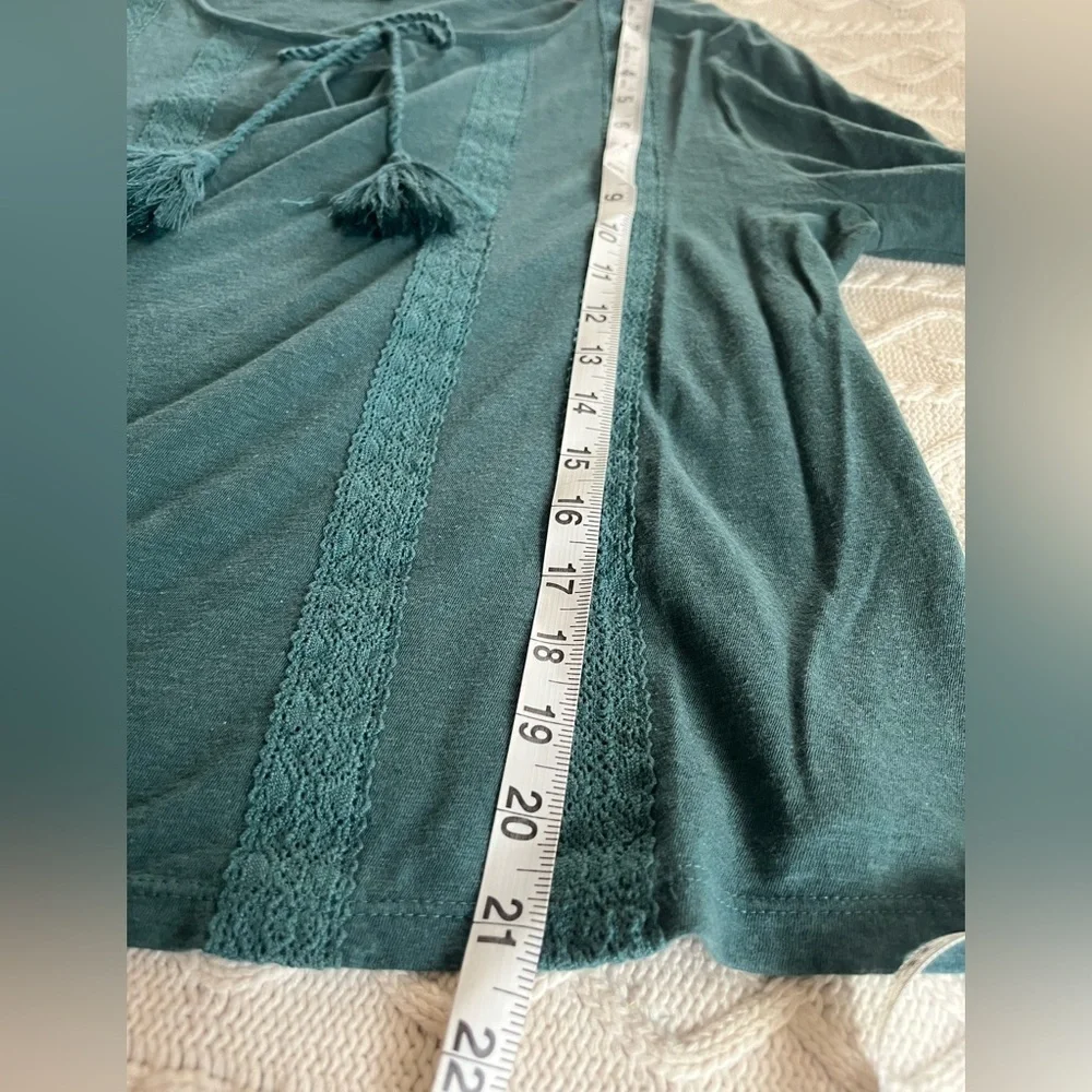 Lucky Brand Teal Long Sleeve Boho Blouse Women’s Size Small - Picture 9 of 12